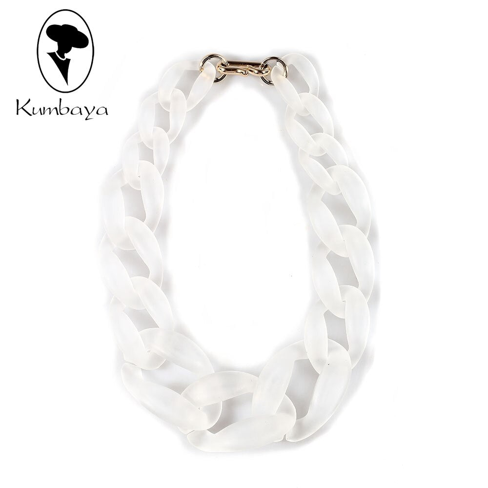 Frosted Matte Exaggeration Acrylic Necklaces Various Colors Neck Short Chain Women Ethnic DIY Jewelry Collares Chokers N15826