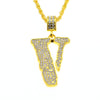 Full CZ Iced Out Bling Charm V Letter Men Necklace Hip Hop Chain Necklaces Pendants Punk Rock Jewelry Gift
