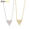 Full CZ Paved heart pendant Necklaces 100% 925 sterling silver minimalist cute heart charm women girls delicate simple necklace