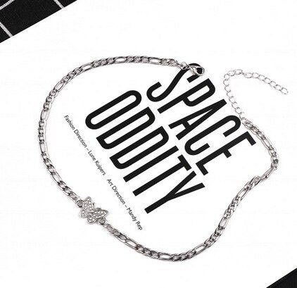 Full Crystal Butterfly Pendant Choker Necklace 2021 Kpop Collar Silver Color