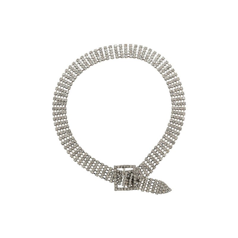 Full Crystal Chokers Necklace Silver Color Chain  Jewelry Women Gift Korea Style