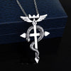 Fullmetal-Colgante de cadena de Alchemist Edward Elric, ala de dragón con Cruz, collar de Cruz estilo Punk, accesorios