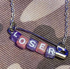 Funny Loser Letter Pins Cube Transparent Pendant Necklace For Women Girl Friends Cool Unique Punk Geometric Choker Necklace 2021