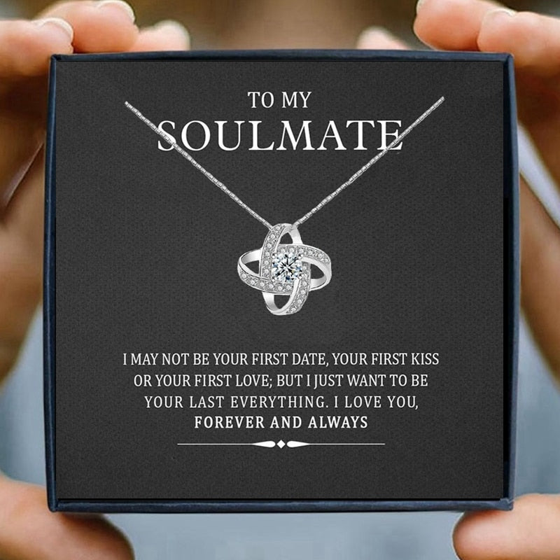 Future Wife Necklaces for Women Soulmate Love Knot Pendant Necklaces Husband Wife Gifts Birthday Jewelry Christmas Gifts