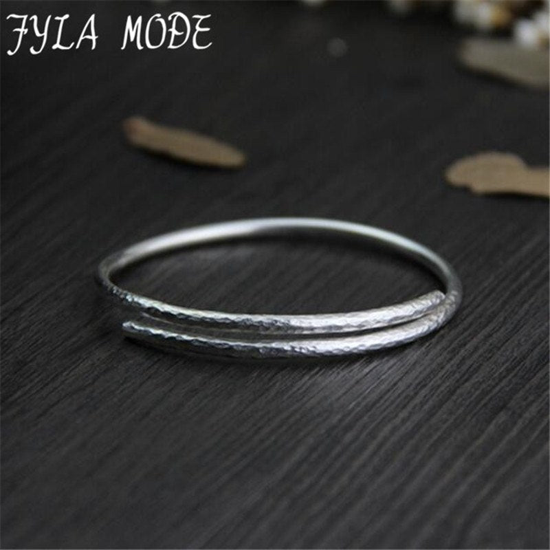 100% Real 990 Silver Jewelry Exquisite Retro Bracelets Bangles For Women High Quality Best Gift 6.50mm 22.60G WTB072