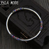 925 Sterling Silver Bangle Bracelet Retro Ethnic Style Cloisonne Enamel Thai Silver Bangle 3mm 11g WTB078