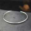 999 Sterling Silver Retro Carved Fish Bangle Handmade Thai Silver Wave Shape Pattern Open Bangle Bracelet WT025