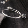 999 Sterling Silver Retro Lotus Seedpod Adjustable Bangle Heavy Bracelet 4mm 26g TYC073