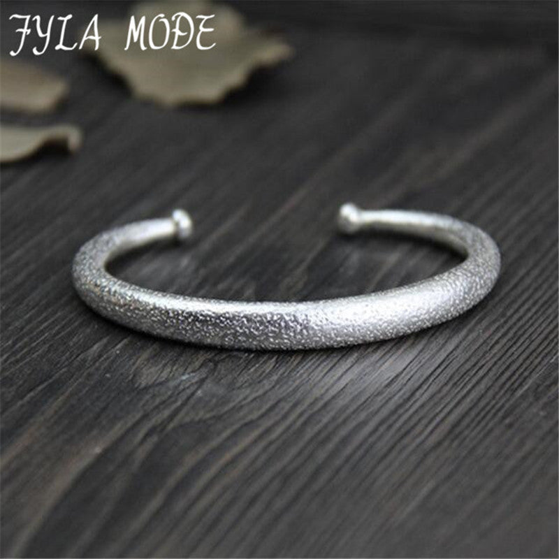 999 Thai Silver Bracelets Bangle Unisex Style Noble Dignity Dull Polished Finished Bracelet Bangle For Women Men
