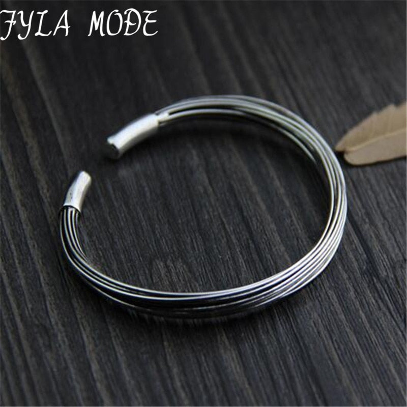 Authentic 925 Sterling Silver Bangle Bracelet Handmade Original Design Adjustable Bangles for Women Fine Jewelry WT031