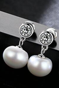 Brand Single Pearl Stud 9-9.5mm Half Pearl Earrings Silver Gold Color AAAAA Pearl Stud Earrings For Women Wedding Gift