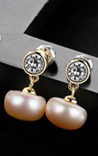 Brand Single Pearl Stud 9-9.5mm Half Pearl Earrings Silver Gold Color AAAAA Pearl Stud Earrings For Women Wedding Gift