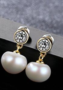 Brand Single Pearl Stud 9-9.5mm Half Pearl Earrings Silver Gold Color AAAAA Pearl Stud Earrings For Women Wedding Gift