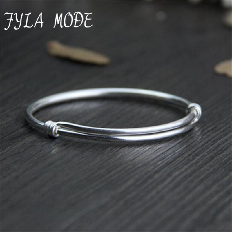 Chinese Style 100% 999 Sterling Silver Bangle Bracelet Jewelry For Women Wen Wedding Adjustble Bangle Jewelry WT027