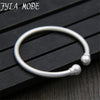 Double Ball Charms Simple Matte Bangle 100% S999 Sterling Silver Bracelet Bangle For Men or Women Fine Jewelry 4MM