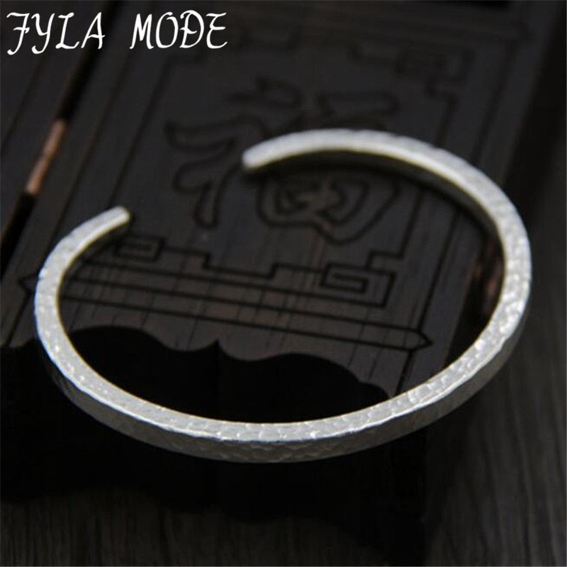 Fashion Jewelry 999 Thai Silver Bangles Love Bracelets Femme Hot Retro Vintage Bangle Men Bangles 4mm 21G WTB044