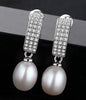 Fashion Pearl Earrings 925 Sterling Silver 8-9mm White Pink Purple Natural Pearl Personality And Elegant