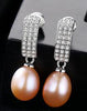 Fashion Pearl Earrings 925 Sterling Silver 8-9mm White Pink Purple Natural Pearl Personality And Elegant