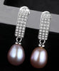 Fashion Pearl Earrings 925 Sterling Silver 8-9mm White Pink Purple Natural Pearl Personality And Elegant