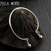 Hot Sale 100% Real 999 Sterling Silver Bell Charm Bangles Men Women's Fashion Jewelry Fine Gift Top Quality 3.20mm