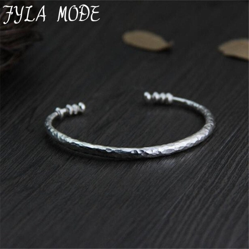 New Lady Fashion Bangle 999 Fine Silver Bangle Bracelet Female Thanksgiving Opening Cuff Bracelet Bangle 4.30mm 15g