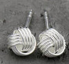 New Real 925 Sterling Silver jewelry Twine Twisted Love Knot Stud Earrings Tinny Knot Ball Women's 7mm 5mm 3mm TYC172