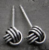 New Real 925 Sterling Silver jewelry Twine Twisted Love Knot Stud Earrings Tinny Knot Ball Women's 7mm 5mm 3mm TYC172