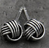 New Real 925 Sterling Silver jewelry Twine Twisted Love Knot Stud Earrings Tinny Knot Ball Women's 7mm 5mm 3mm TYC172