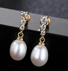 Real S925 Sterling Silver Elegant Beauty Stud Earrings With White Pink Purple Natural Pearl For Women Jewelry Gift
