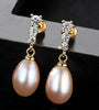 Real S925 Sterling Silver Elegant Beauty Stud Earrings With White Pink Purple Natural Pearl For Women Jewelry Gift