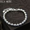 Top Quality 100% S925 Sterling Silver Jewelry 4mm Silver Round Beads With Heart Charms Bracelet 17CM+3CM 4.50G TYC131