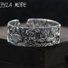 Vintage Bohemia 925 Silver Open Wide Cut Out Lotus Fish Flower Carved Cuff Bangle Adjustable Fashion Jewerly For Women