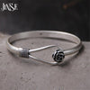 Wholesale S990 Sterling Silver Bracelet Bangle Exquisite Flower Shape Bangle Hand Decorated 5mm 18.70G TYC072