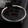Women Antique 999 Silver Open Cuff Bangle Carving Simple Creative Pulseras Open Bracelet Jewelry 4.10mm 13.50G WTB062