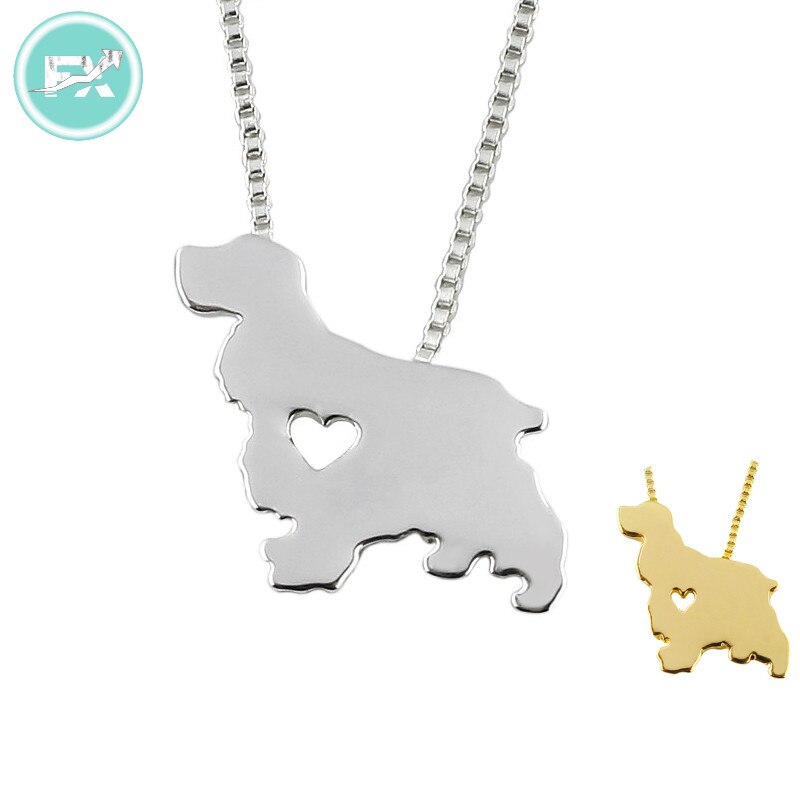G.SKY (Buy One Get One More for Free) Cocker Spaniel Dog Necklace Animal Pendant Jewelry Golden Colors Plated