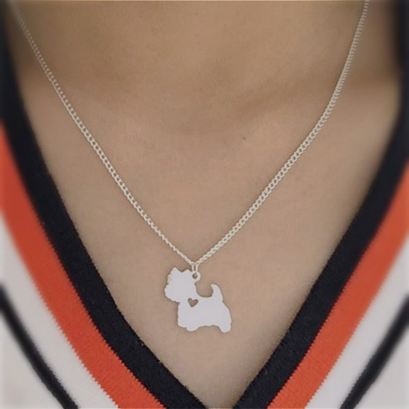 G.SKY Handmade Boho Chic West Highland White Terrier necklace cartoon dog   gold  color plated
