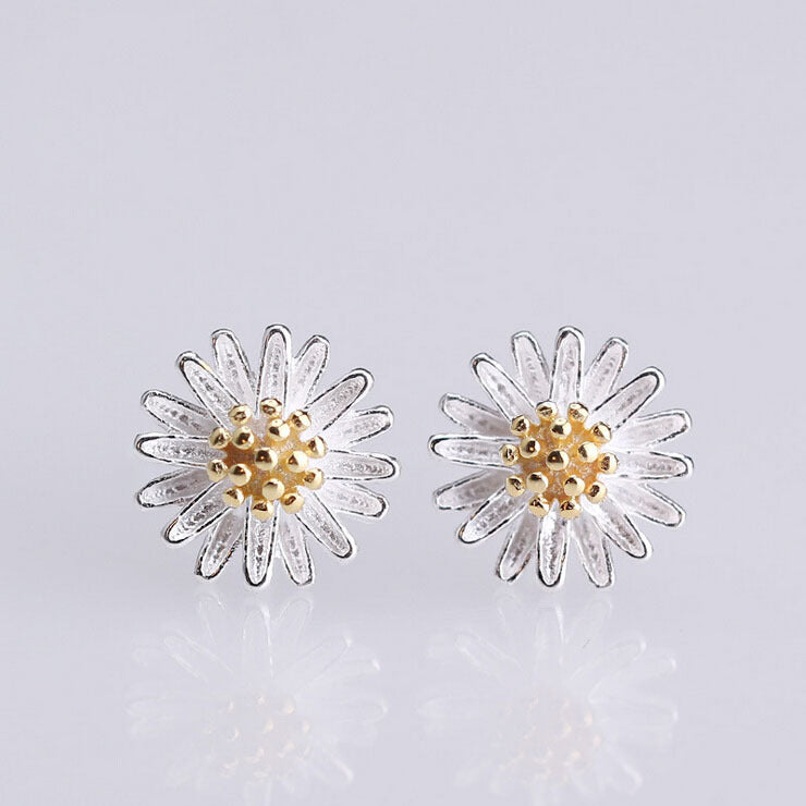 100% Pure 925 Sterling silver Daisy Flower Stud earrings Beautiful Cute Daisy earring For Women High Quality