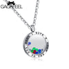 Color Crystal Zircon Box Long Necklace Men Jewelry Stainless Steel Necklaces Pendant Silver Color Drift Bottle Choker