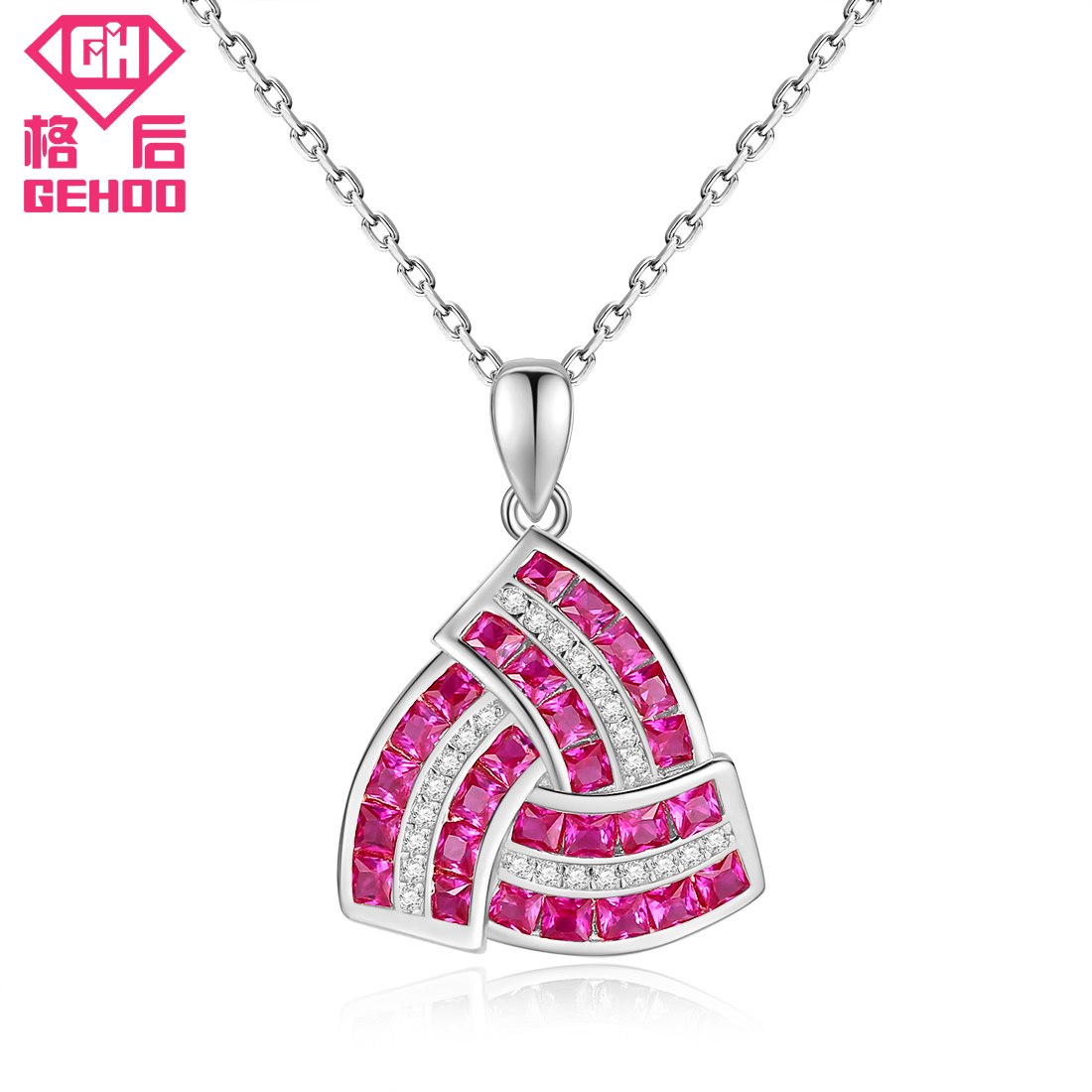 2020 Choker Triangle Geometric Pesionality Nature Gem Stone Pendant Necklace 925 Sterling Silver Charm Chain Women Jewelry