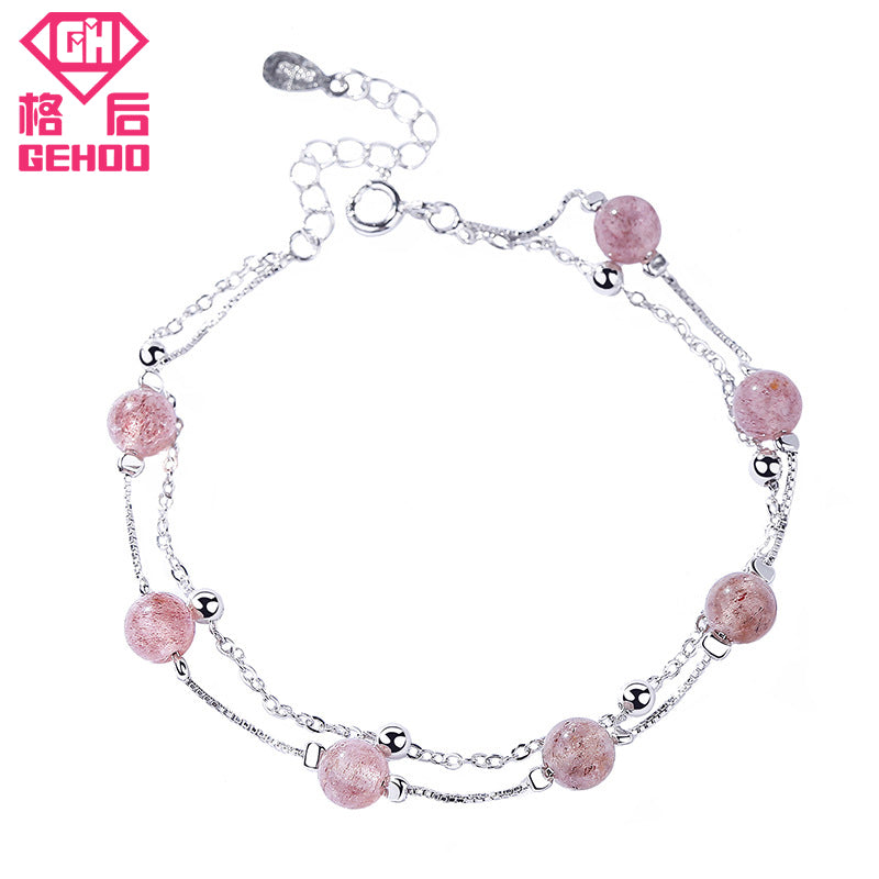 2020 New 925 Sterling Silver Charm Chains Simple Strawberry Crystal Bracelets Nice Jewelry Gift for Woman Girl Pulseira