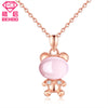 2020 New Arrival 925 Sterling Silver Lovely Bear Cute Pedant Necklaces Jewelry Gift For Women Ladies Girl Rose Quartz