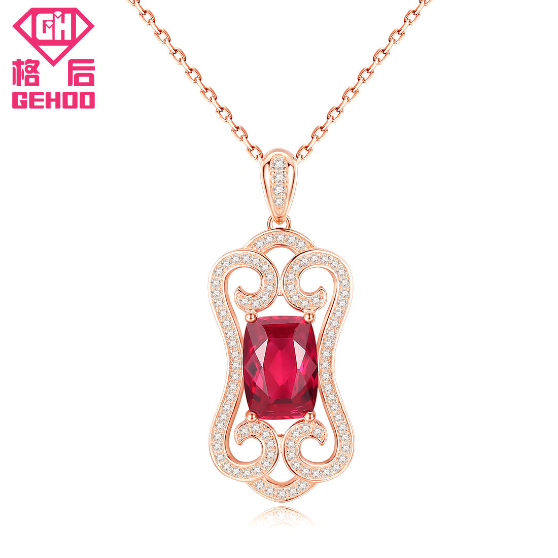 2020 New Fine Neck chains 925 Sterling Silver Necklaces & Pendants Square Netual Ruby Chain For Women Lady Girl Nice Gifts