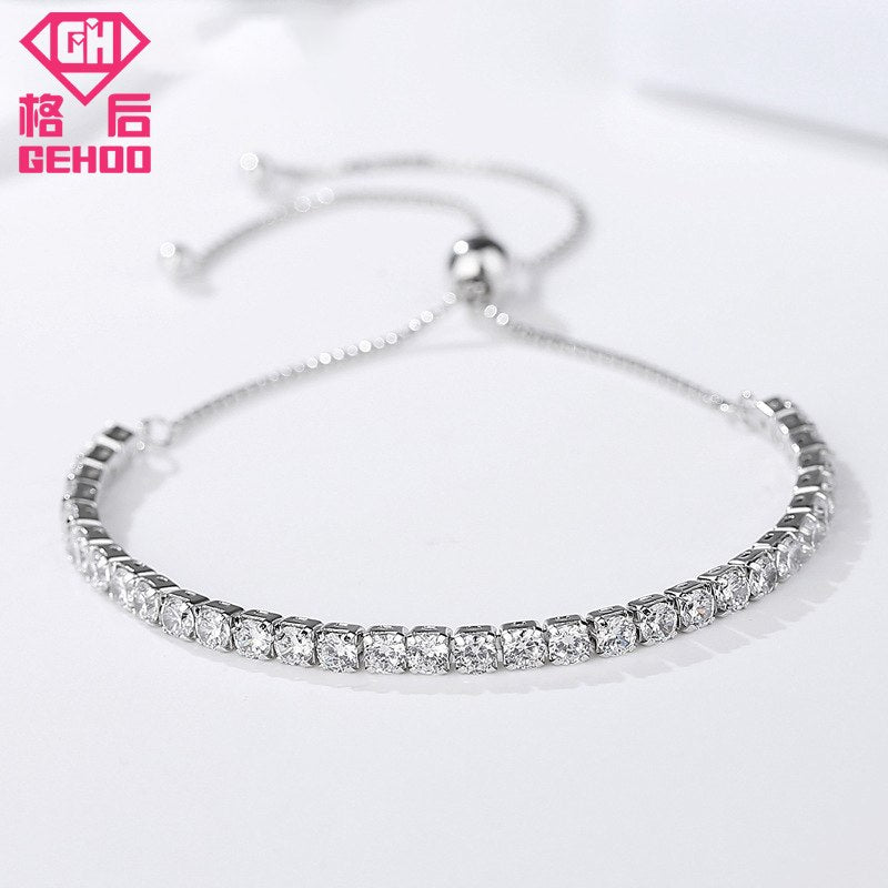 2020 New Simple Design 925 Sterling Silver Chains Wedding Charm Bangle Bracelets for Woman Girl Lady Nice Jewelry Gift