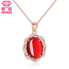 2020 New Trendy 925Sterling Silver Red Ruby Stone Nature Gem Pendant Necklace for Women Girl Luxury Sterling Jewelry charm
