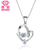 925 Sterling Silver Chain Jewelry Love Heart Pendant Necklace Active Dancing CZ Cubic Zircon Charm Collar Decoration Gift