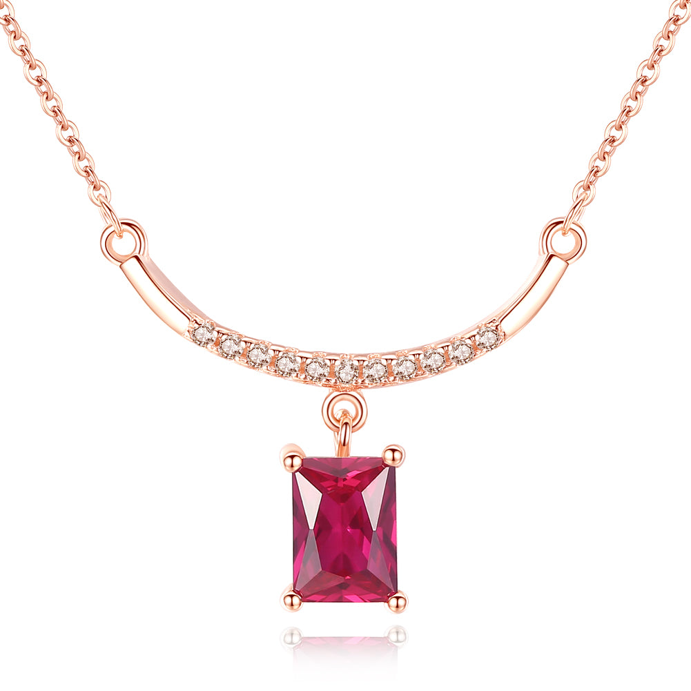 925 Sterling Silver Collar Choker Necklace Red Ruby Zircons Pendant Vintage Women Jewelry Rose Gold Chain Charm Necklaces