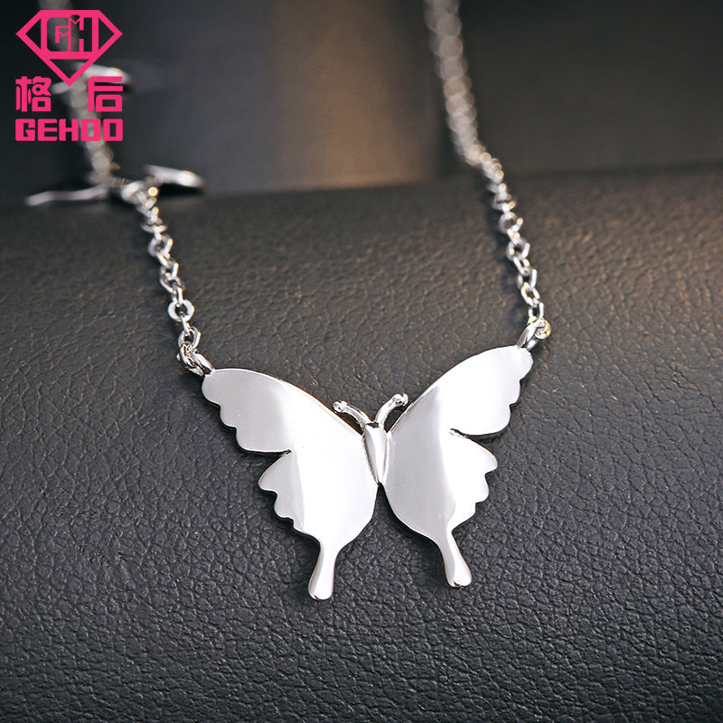 925 Sterling Silver Fresh Pendant Necklace Butterfly Papillons Women Elegant Fine Jewelry Collier Nice Gift For Lady Girl