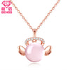 925 Sterling Silver Jewelry Lovely Angel Wings Pendent Necklace for Lady Girls Gift Pink Rose Quartz Charm Chain Choker