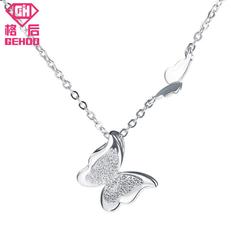 925 Sterling Silver Pendant Butterfly Papillons Fresh Necklace Women Elegant Fine Jewelry Collier Nice Gift For Lady Girl