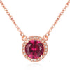 925 Sterling Silver Red Ruby Chain Choker Round Zircon Paved Pendant Necklace Fine Jewelry Gift for Women Bridal Wedding